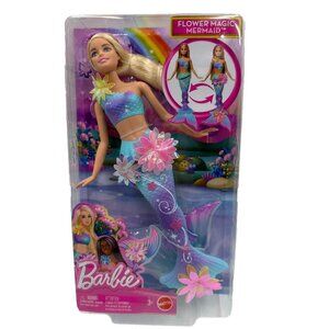 NIP Barbie Flower Magic Mermaid Doll Surprise Blooming Flowers Pearl Headband